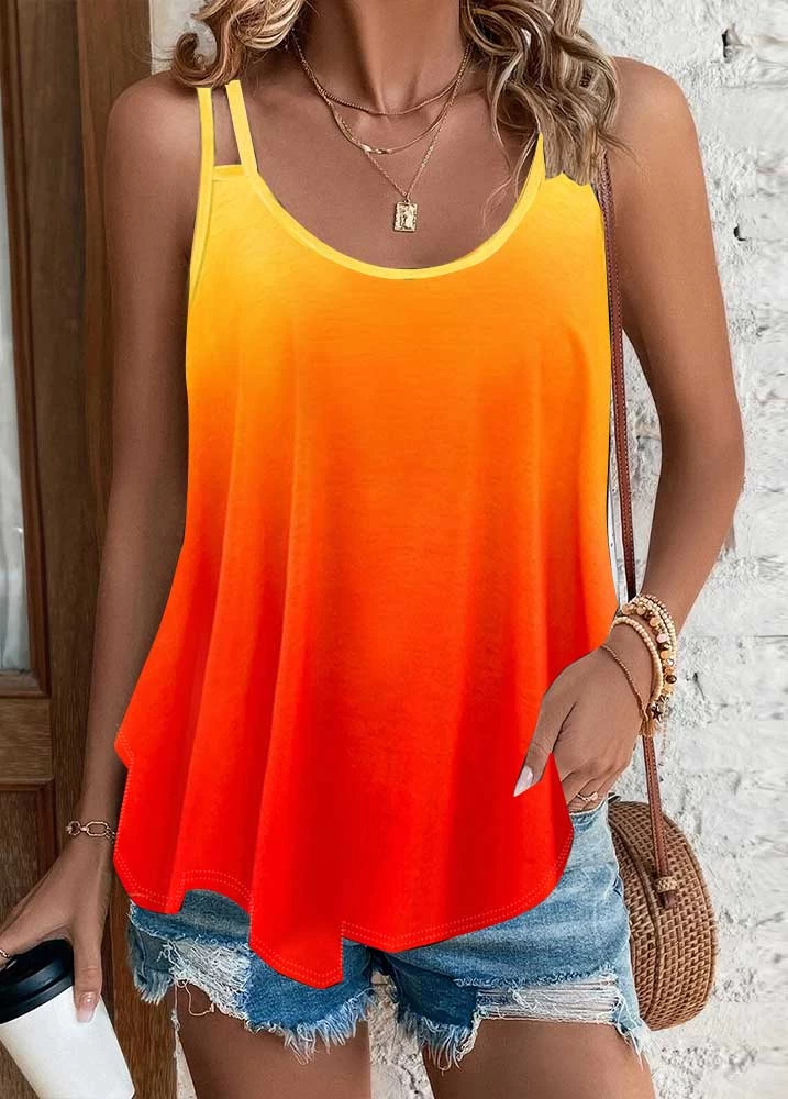 Multi Color Ombre Scoop Neck Camisole Top - Image 3