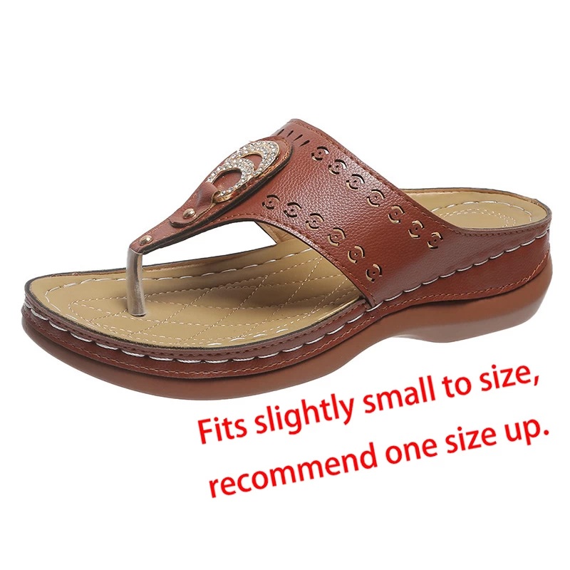 Light Coffee Toe Post Low Heel Sandals - Image 3