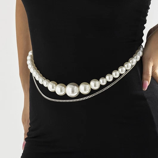 Gold Pearl Detail Layered Design Belt