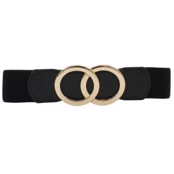 Black Elastic Design Circular Detail Belt