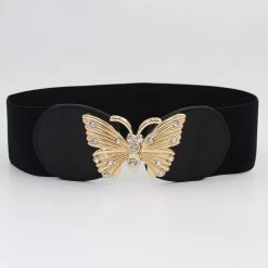 Butterfly Design Patchwork Black Elastic Belt