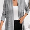 Grey Lace Patchwork Long Sleeve Cardigan