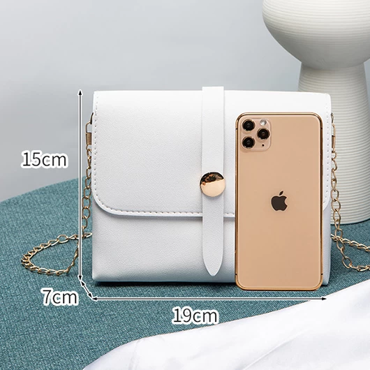 PU Detail White Magnetic Chains Crossbody Bag - Image 4