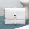 PU Detail White Magnetic Chains Crossbody Bag