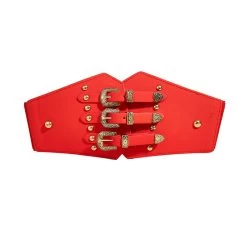 Red Tribal Detail Faux Leather Belt