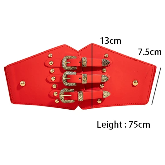 Red Tribal Detail Faux Leather Belt - Image 2