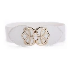 Faux Leather Patchwork White Heart Belt