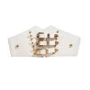 White Faux Leather Rivet Detail Elastic Belt