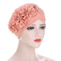 Hot Drilling Dusty Pink Turban Hat