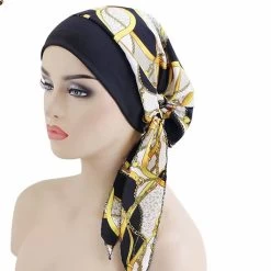 Patchwork Yellow Tribal Print Turban Hat
