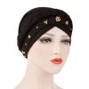 Pearl Polyester Detail Black Turban Hat