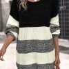 Dark Grey Weave Long Sleeve Round Neck Sweater