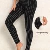 Black Striped High Waisted Ankle Length Leggings