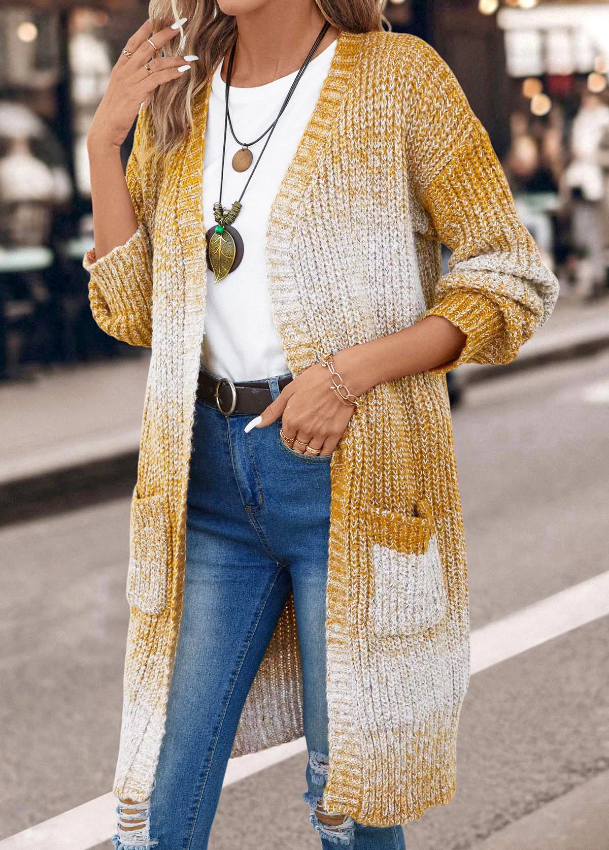Ginger Pocket Ombre Long Sleeve Cardigan - Image 5