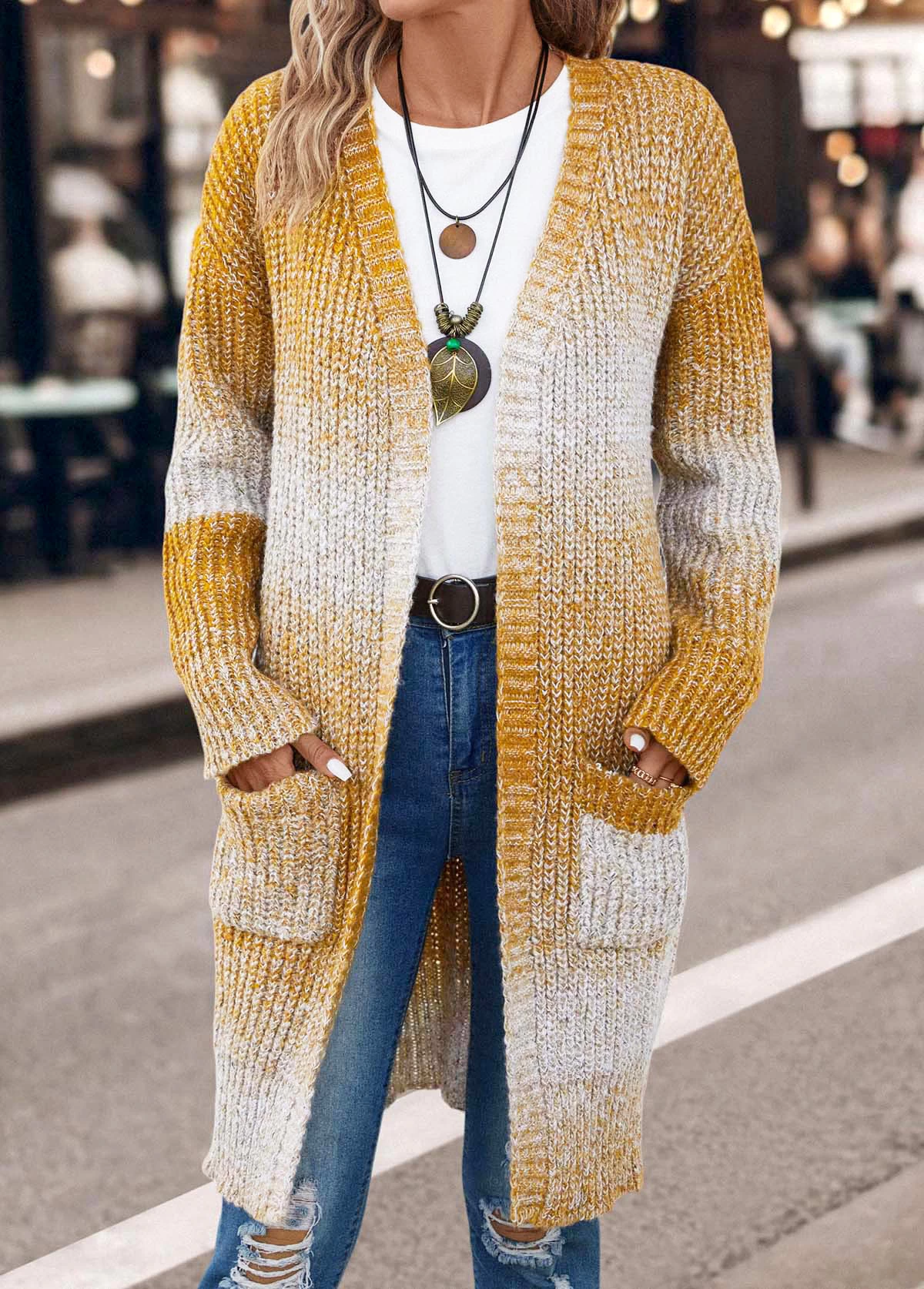 Ginger Pocket Ombre Long Sleeve Cardigan - Image 6