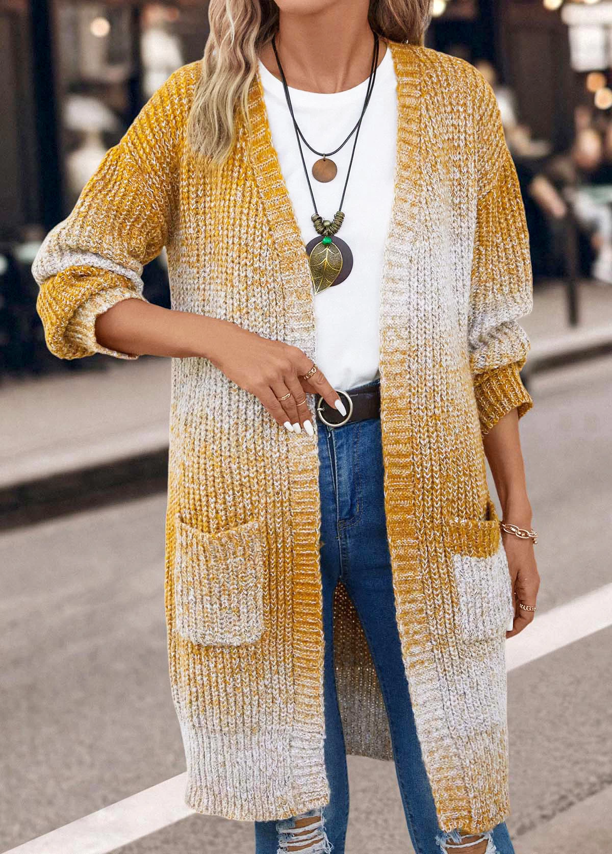 Ginger Pocket Ombre Long Sleeve Cardigan - Image 4