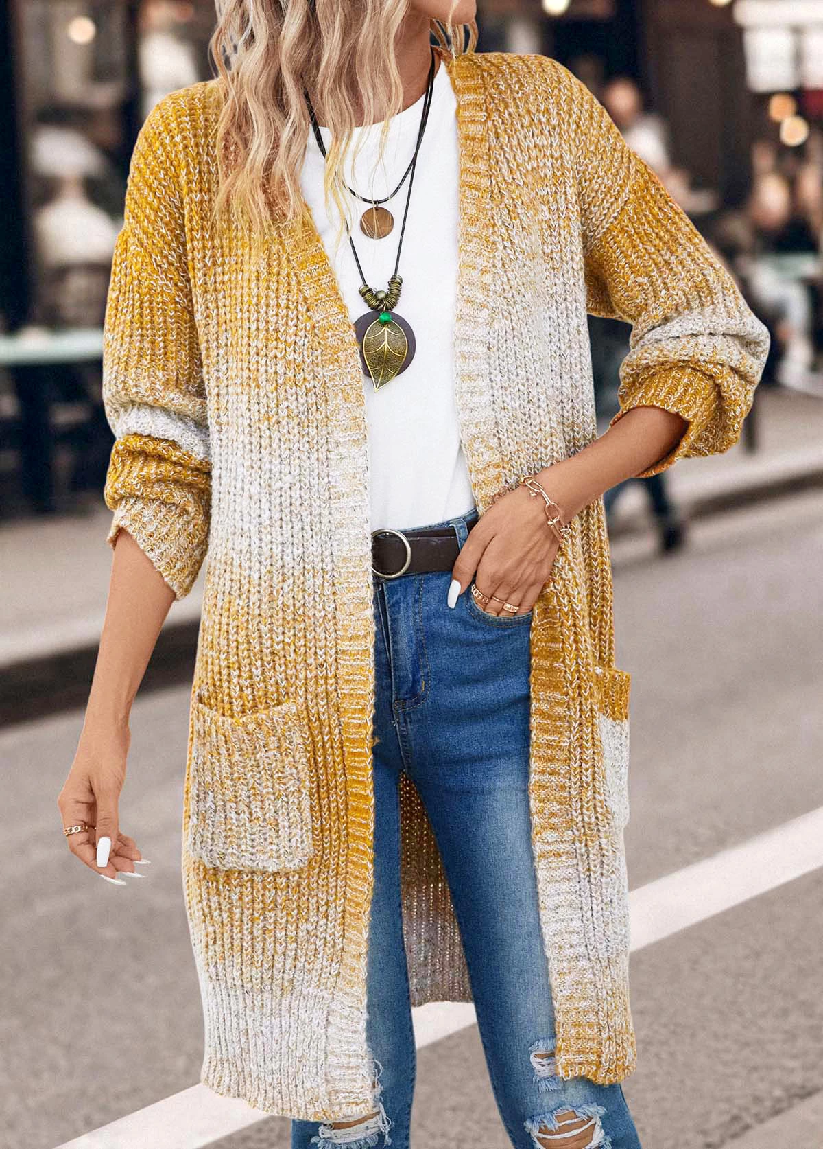 Ginger Pocket Ombre Long Sleeve Cardigan - Image 3