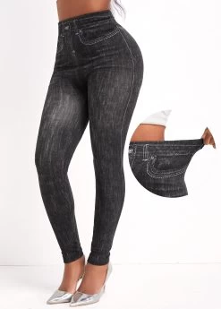 Black High Waisted Ankle Length Elastic Waist Leggings