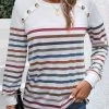 White Patchwork Striped Long Sleeve T Shirt