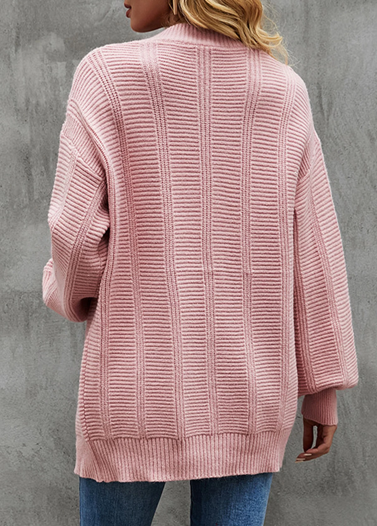 Light Pink Button Long Sleeve Cardigan - Image 2