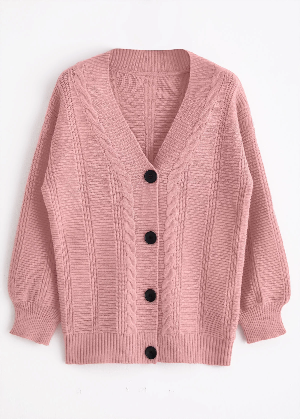 Light Pink Button Long Sleeve Cardigan - Image 5