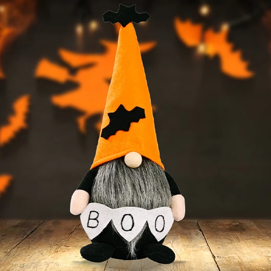 Orange Halloween Print Bat Letter Doll