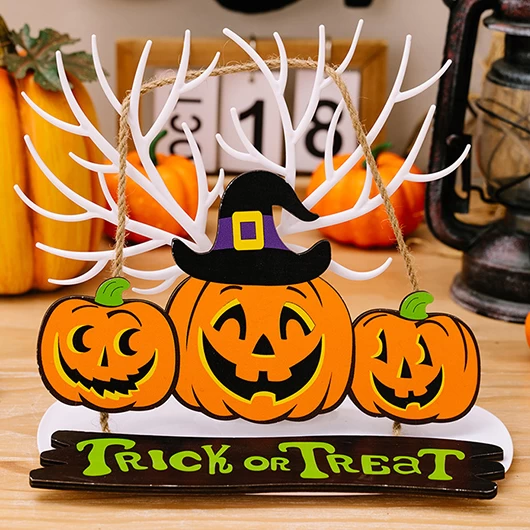 Orange Pumpkin Print Halloween Letter Pendant - Image 2