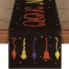 Orange Halloween Print Linen Table Runner