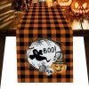 Black Halloween Print Linen Table Runner