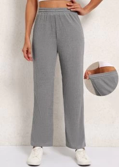 Elastic Waist High Waisted Grey Pants
