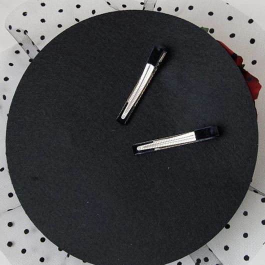 Red Rose Mesh Detail Polka Dot Fascinator - Image 3