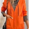 Orange Fake 2in1 Striped Long Sleeve Hoodie