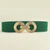 Green Elastic Geometric Metal Detail Belt