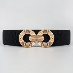 Black Elastic Circle Metal Detail Belt