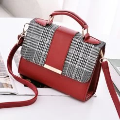 Wine Red Magnetic Houndstooth Black Friday Crossbody Bag