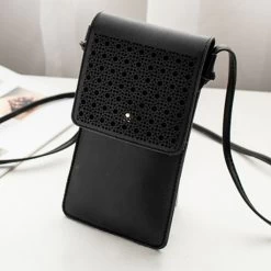 Black Magnetic Hollow Design Crossbody Bag