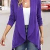 Flowy Purple Asymmetry Long Sleeve Cardigan