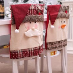 Red Santa Claus Plaid Print Chair Pad