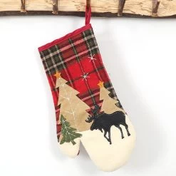 Red Christmas Plaid Print Baking Insulation Glove