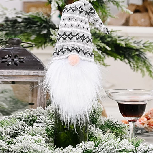 Grey Christmas Print Geometric Wine Cover