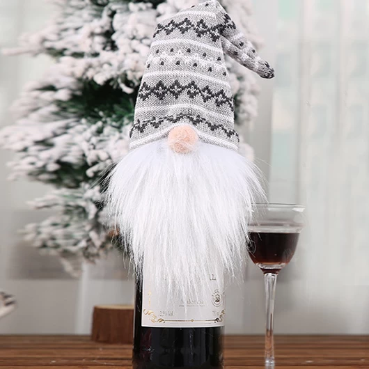 Grey Christmas Print Geometric Wine Cover - Image 2