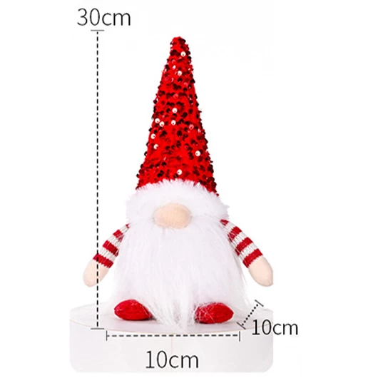 Red Sequin Striped Christmas Santa Claus Doll Decoration - Image 3