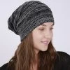 Black Striped Cozy Acrylic Beanie Hat