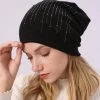 Black Cotton Hot Drilling Hat Beanie