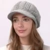 Classic Light Grey Marl Ribbed Beret Hat