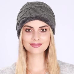 Acrylic Detail Patchwork Grey Hat Beanie