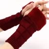 Wine Red Below Elbow Warming Fingerless Gloves