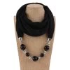Patchwork Black Geometric Beaded Infinity Scarf