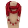 Patchwork Wine Red Geometric Beaded Scarf