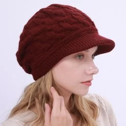 Patchwork Christmas Wine Red Hat Beret